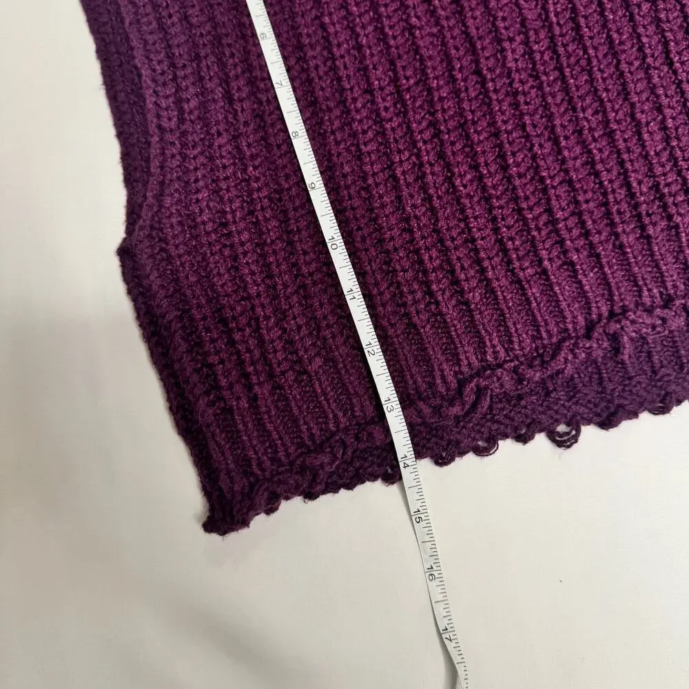 Free People Hunny Bunny Crop Sweater Women’s Large Purple Boho Dark Feminine - Picture 14 of 15